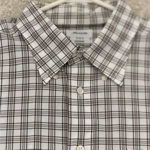 Classic Fit Plaid Shirt - Brown and White